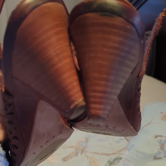 Frye Brown Cutout Peep-Toe Heels - Picture 6 of 13